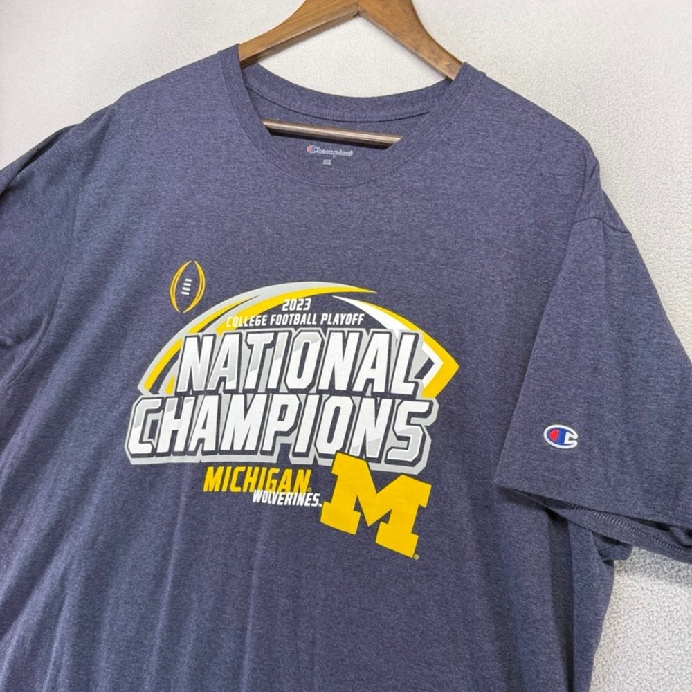 Michigan National Champions Shirt Men's 2XL Blue 2023 Graphic Football Champion